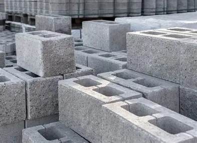 Hollow concrete blocks.