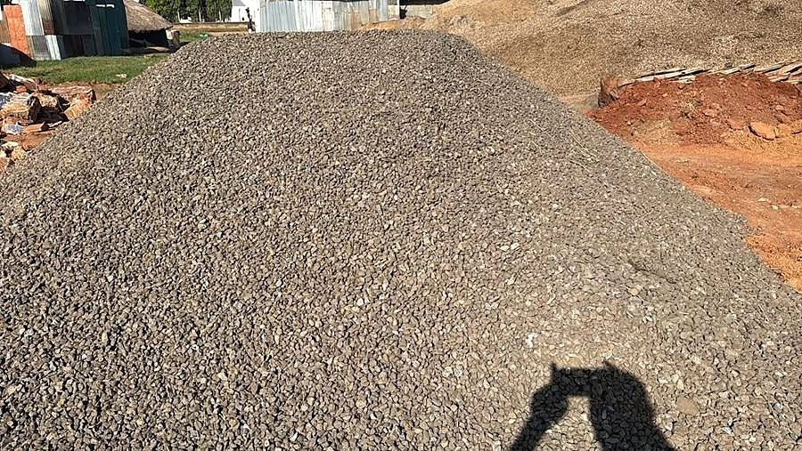 Crushed stone aggregate stockpile