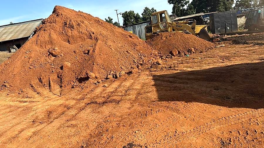 Murram stockpile on a site.